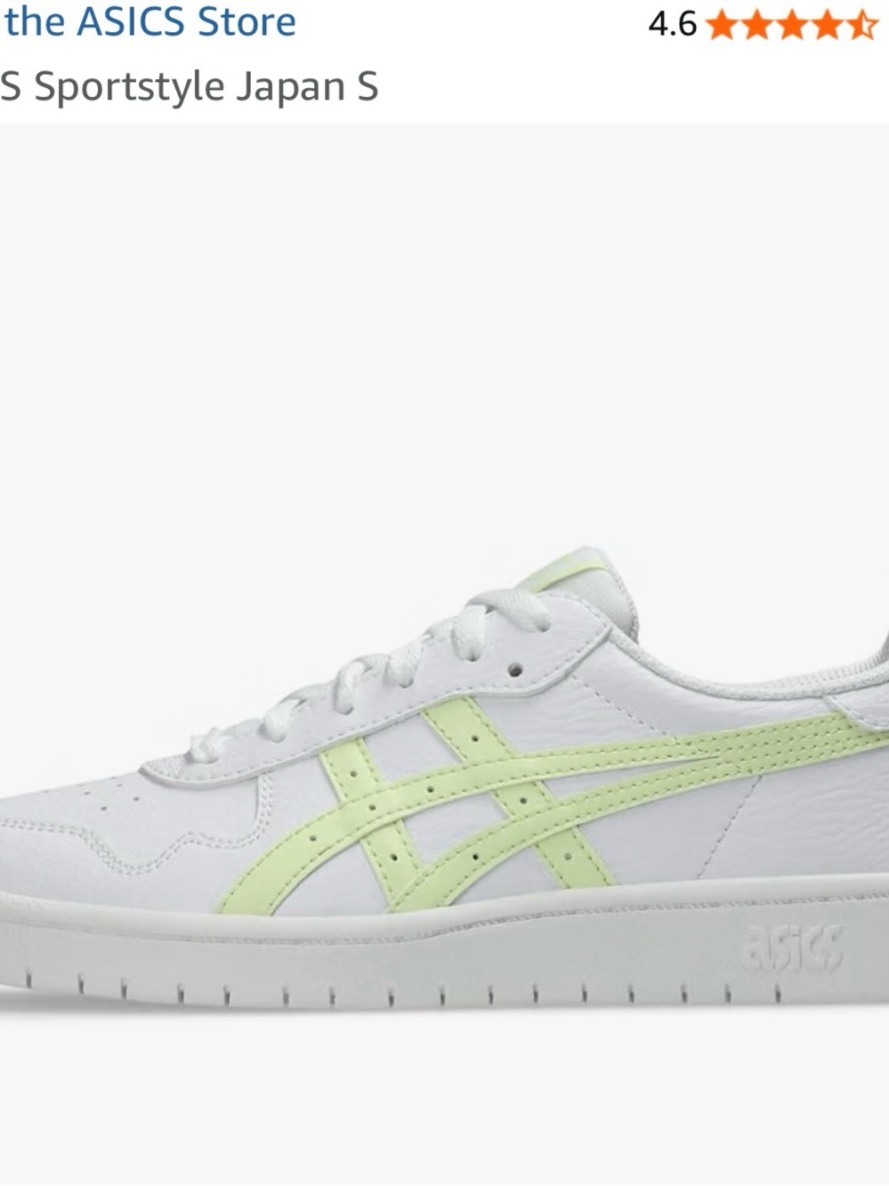 ASICS White Leather Sneakers with Pale Green Stripes